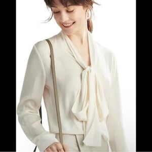 The Limited Cream Blouse with Tie Neck